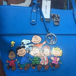 Nine West blue tote hand painted with peanuts